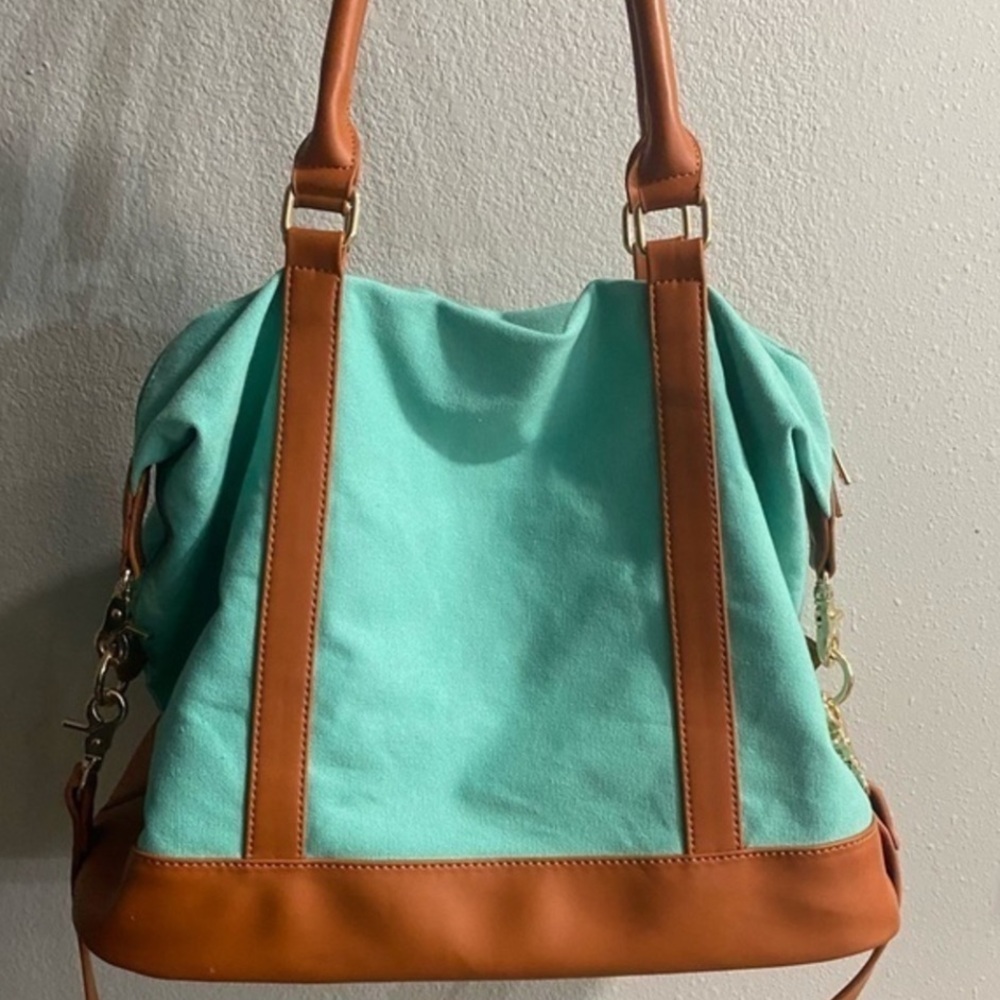 Stylish Turquoise and Brown Women's Bag